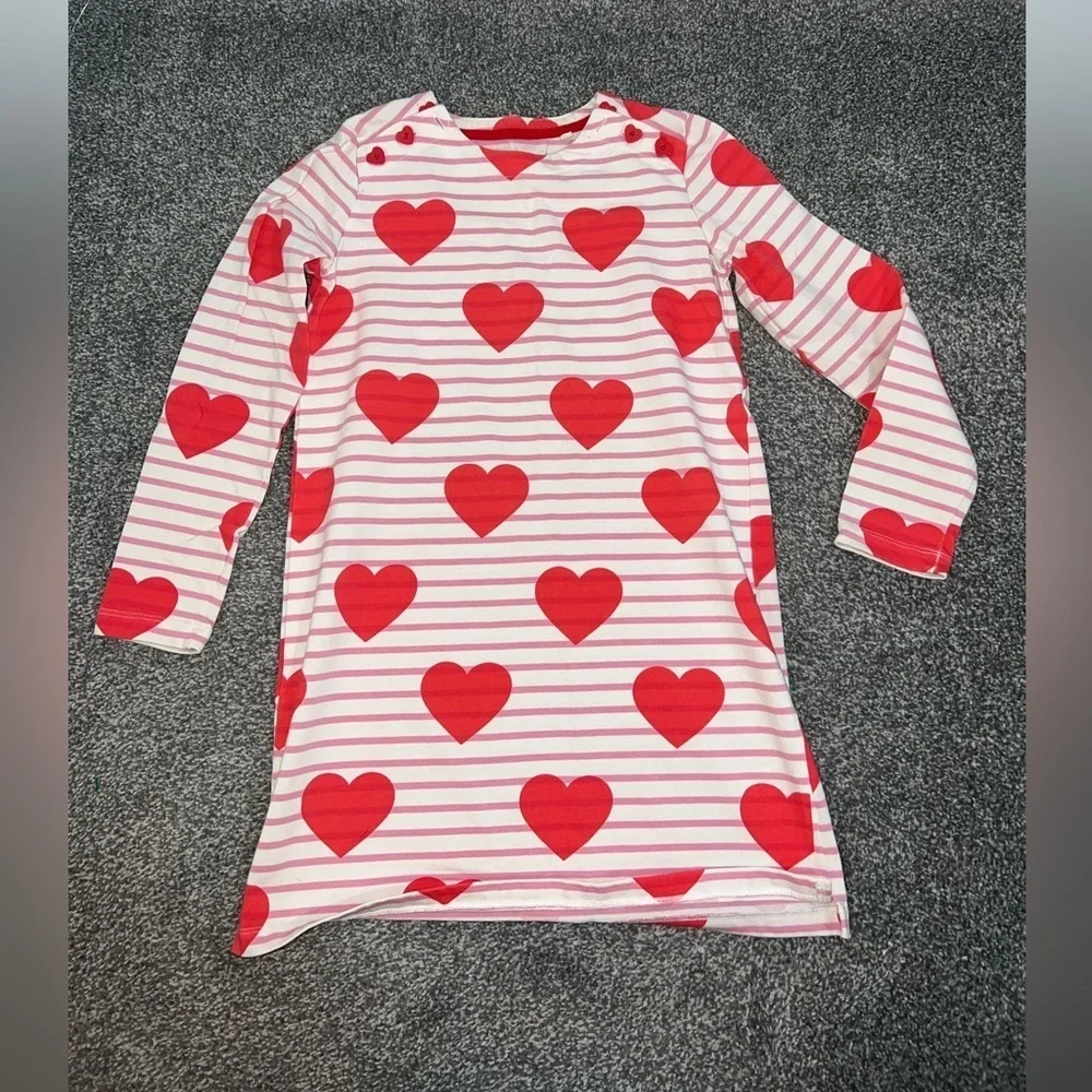 BODEN Fun Breton Dress in Poppy Red Stripe Heart